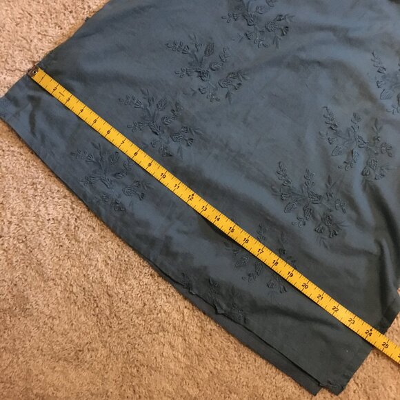 April Cornell Denim Blue Floral Embroidered Cotton Mini Dress Or Top - Picture 14 of 16